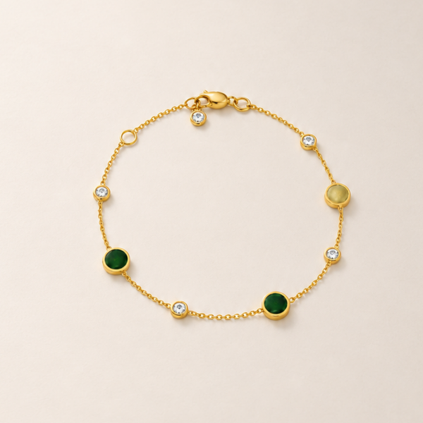 PULSERA CON CIRCONITAS Y ESMALTE VERDE