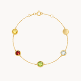 PULSERA ARCOIRIS CON GRANATE, OLIVINO, TOPACIO Y CUARZO FUME