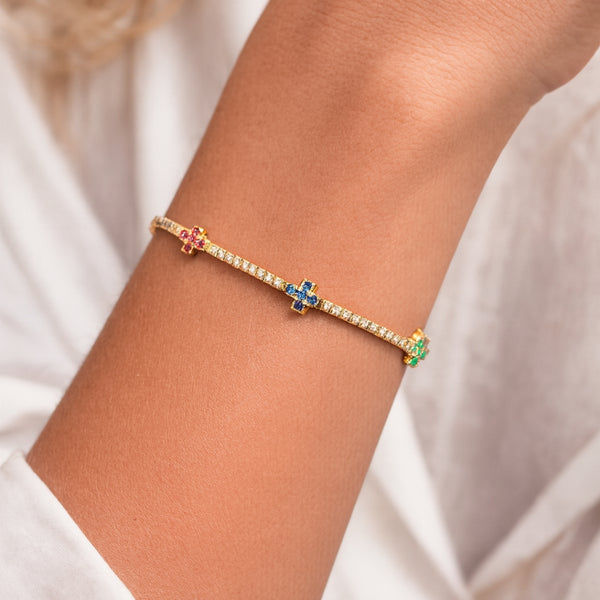 PULSERA RIVIERE CRUCES CON CIRCONITAS TOMMIE