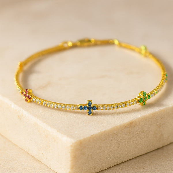 PULSERA RIVIERE CRUCES CON CIRCONITAS TOMMIE