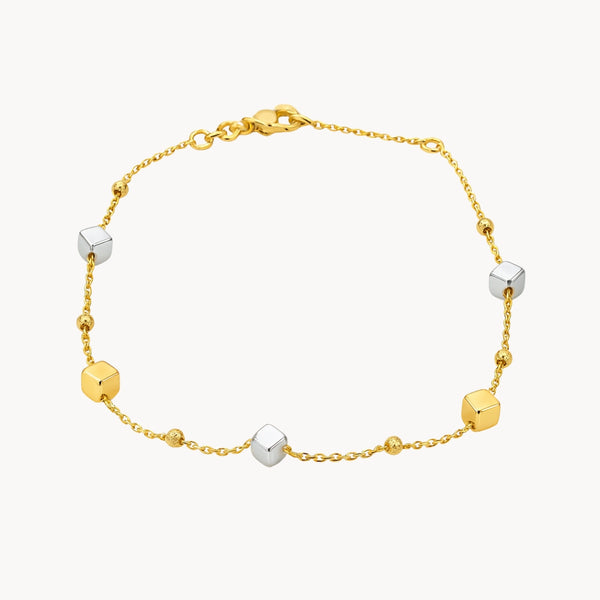 PULSERA BICOLOR CUBOS Y BOLAS DENICA II