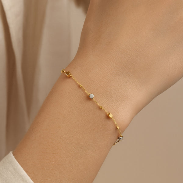 PULSERA BICOLOR CUBOS Y BOLAS DENICA II