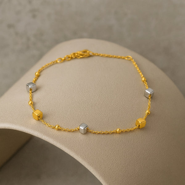 PULSERA BICOLOR CUBOS Y BOLAS DENICA II