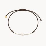 PULSERA MACRAME MARRON CADENA CON PERLA