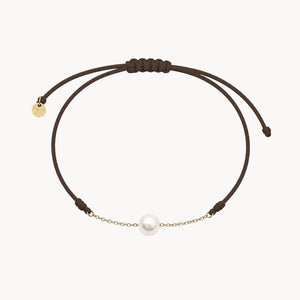 PULSERA MACRAME MARRON CADENA CON PERLA