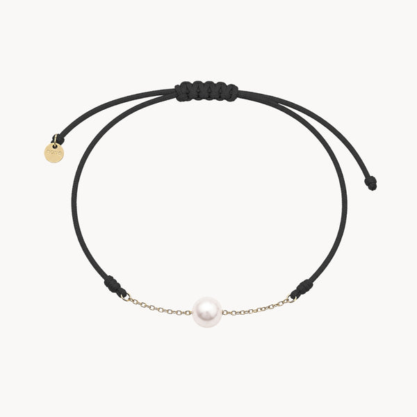 PULSERA MACRAME NEGRO CADENA CON PERLA