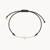 PULSERA MACRAME NEGRO CADENA CON PERLA