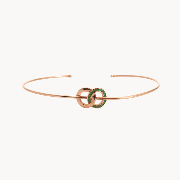 PULSEIRA RÍGIDA DUPLO ARO COM GRANADA TSAVORITA MARYAM