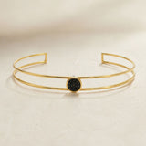 PULSERA RIGIDA CON DIAMANTES NEGROS ATHENA