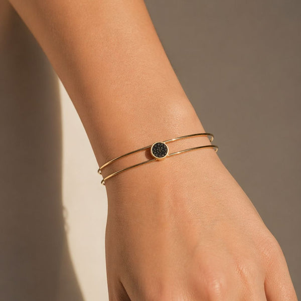 PULSEIRA RÍGIDA COM DIAMANTES NEGROS ATHENA