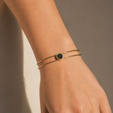 PULSERA RIGIDA CON DIAMANTES NEGROS ATHENA