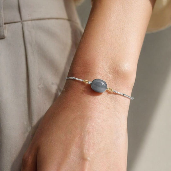 PULSEIRA SEMIRRÍGIDA COM DIAMANTE E PEDRA DA LUA HELMA