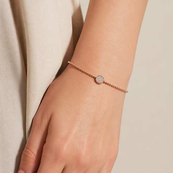 PULSEIRA OURO ROSA MOTIVO DIAMANTES CAMMIE