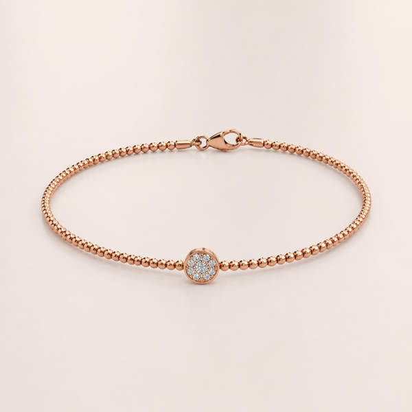 PULSEIRA OURO ROSA MOTIVO DIAMANTES CAMMIE
