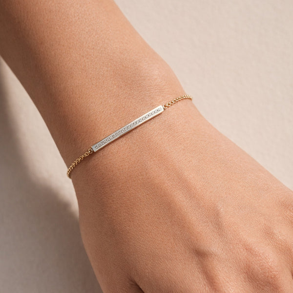 PULSERA BICOLOR BARRA CON DIAMANTES ANAHID