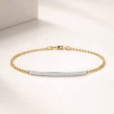 PULSERA BICOLOR BARRA CON DIAMANTES ANAHID