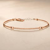 PULSERA ORO ROSA BARRA DIAMANTES JANNE