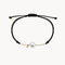 PULSEIRA MACRAMÉ PRETA COM CORRENTE, DIAMANTE E PÉROLA