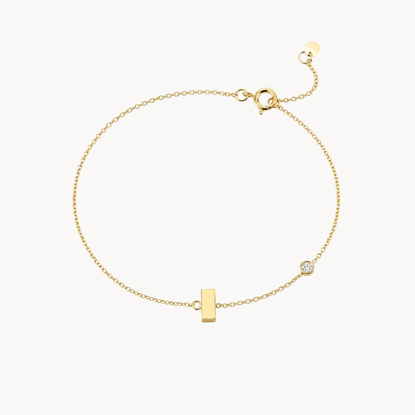 PULSERA BARRA LISA CON DIAMANTE CHATON