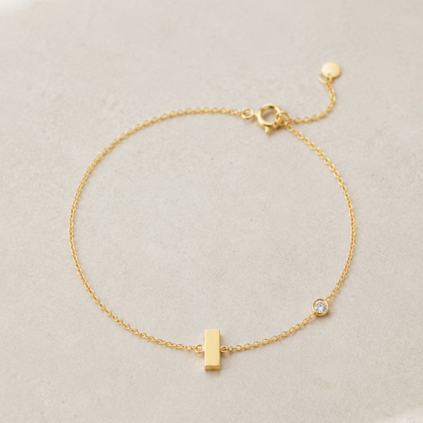 PULSERA BARRA LISA CON DIAMANTE CHATON