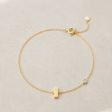 Pulseira barra lisa com diamante chaton