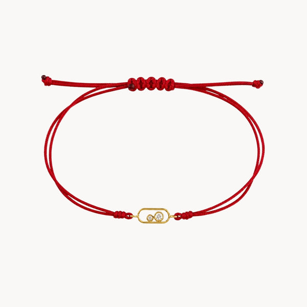 PULSERA MACRAME ROJO OVALO CON DIAMANTES