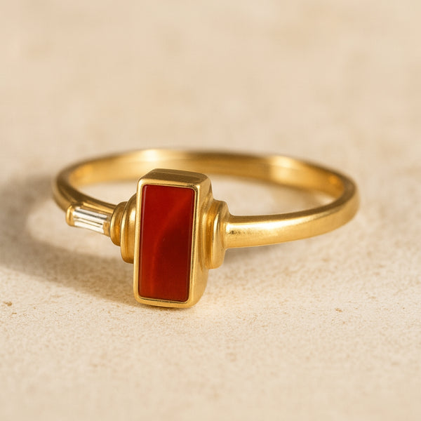 ANILLO AGATA ROJA Y CIRCONITA MEI
