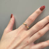 ANILLO BOLAS RUBI Y ZAFIRO SILA