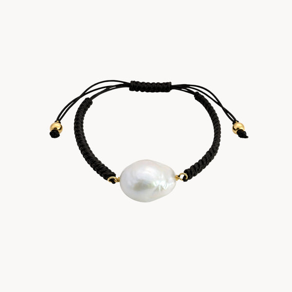 PULSEIRA MACRAMÉ COM PÉROLA BARROCA FORMA 3
