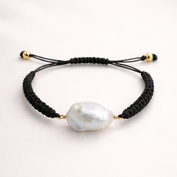 PULSERA MACRAME CON PERLA BARROCA FORMA 2