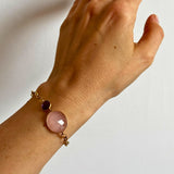 PULSERA ESLABONES CON CUARZO ROSA Y AMATISTA