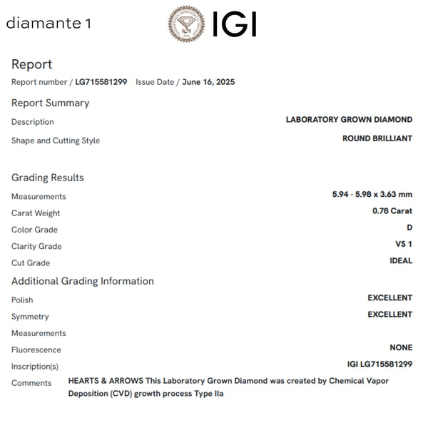 PENDIENTES DIAMANTES CREADOS 1.550 QUILATES CERTIFICADO IGI