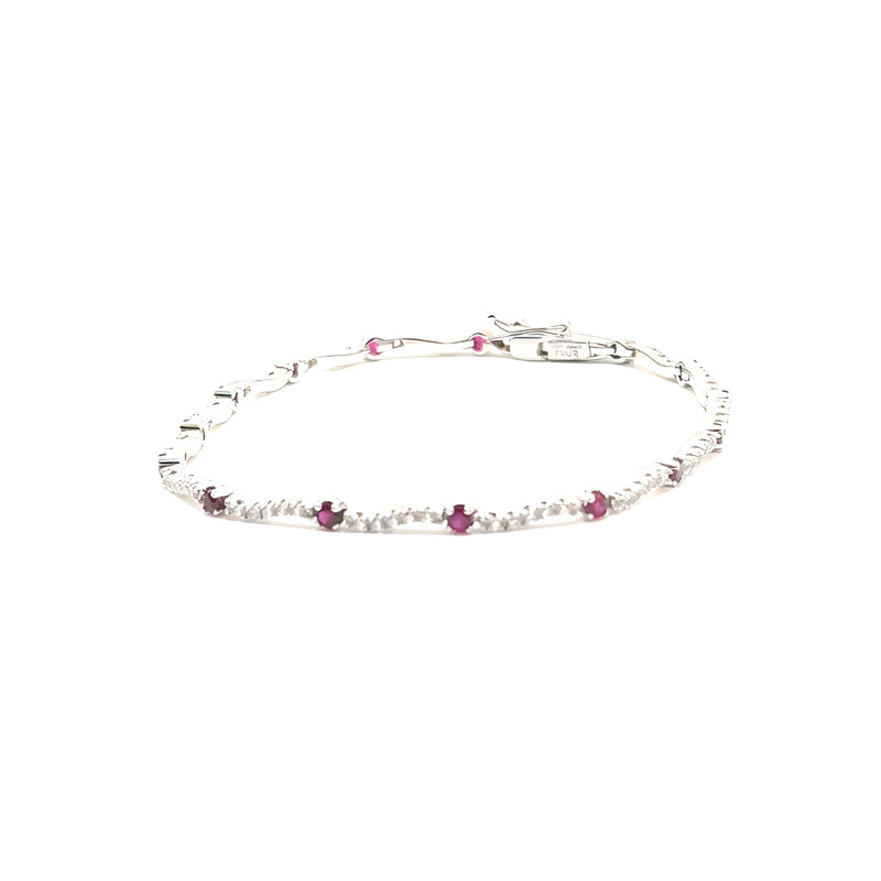 RIVIERE BRACELET WITH WHITE AND RED ZIRCONIAS