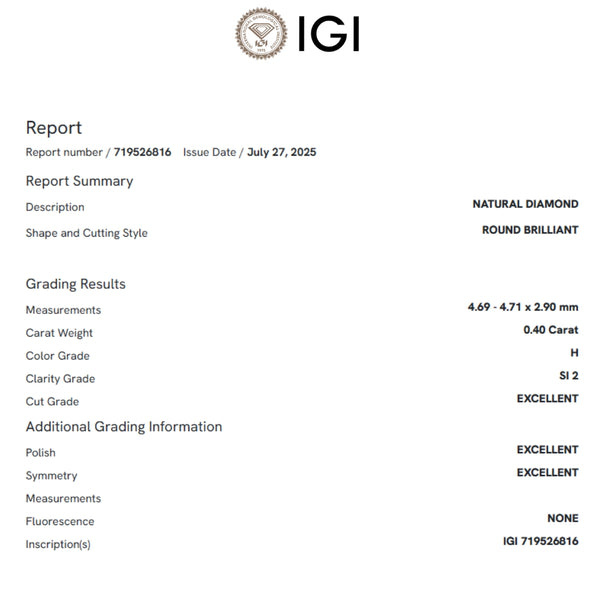 COLGANTE DIAMANTE 0.40 QUILATES MICHELLE CERTIFICADO IGI