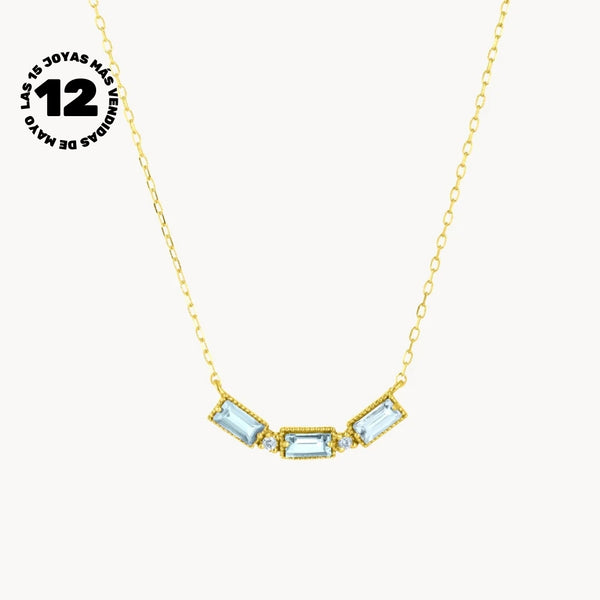 COLLAR TOPACIOS AZULES Y DIAMANTES