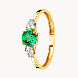 ANILLO ESMERALDA CON DIAMANTES CREADOS EN TALLA PERILLA