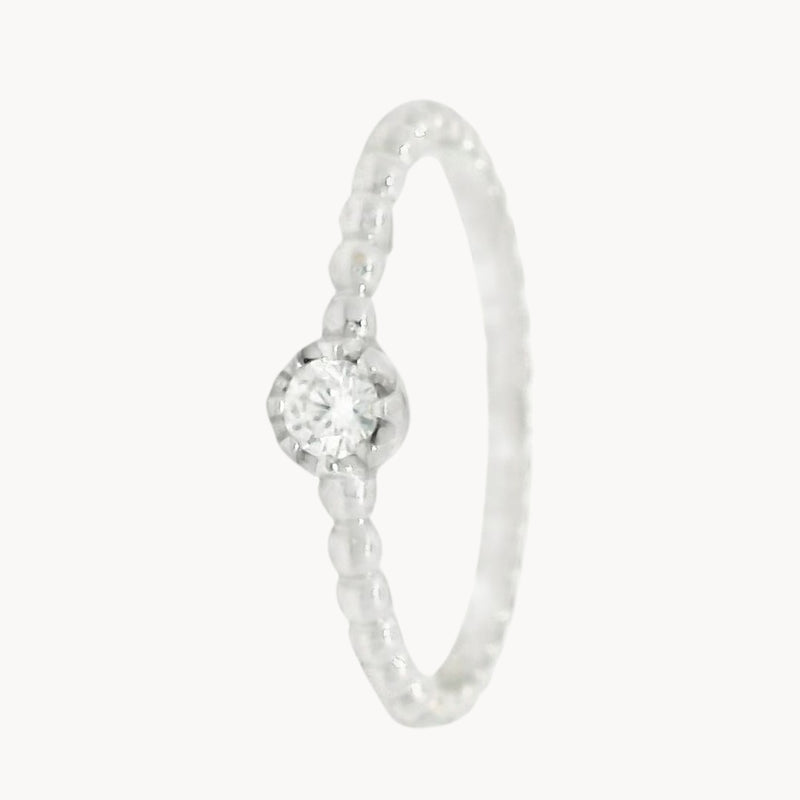 ANILLO SOLITARIO BOLAS CON DIAMANTE 0.12 QUILATES ALYSE