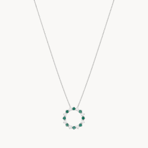 COLGANTE CIRCULO CON ESMERALDAS Y DIAMANTES