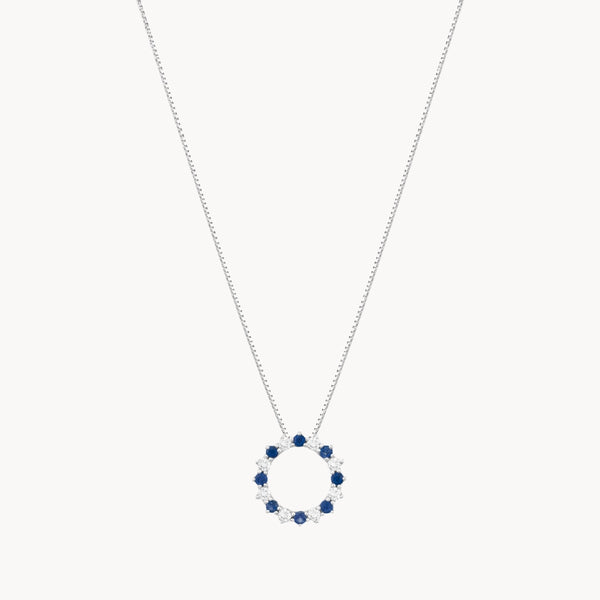 COLGANTE CIRCULO CON ZAFIROS Y DIAMANTES