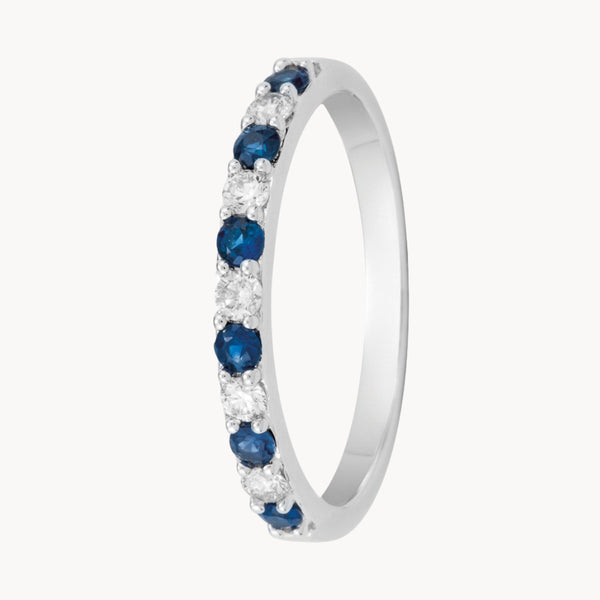 ANILLO MEDIA ALIANZA CARRIL ZAFIROS Y DIAMANTES