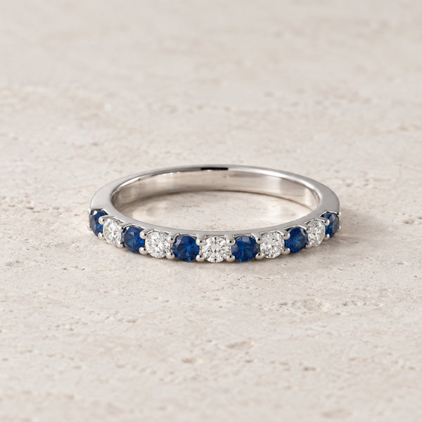 ANILLO MEDIA ALIANZA CARRIL ZAFIROS Y DIAMANTES