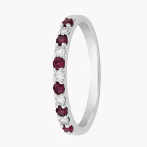 ANILLO MEDIA ALIANZA CARRIL RUBIES Y DIAMANTES