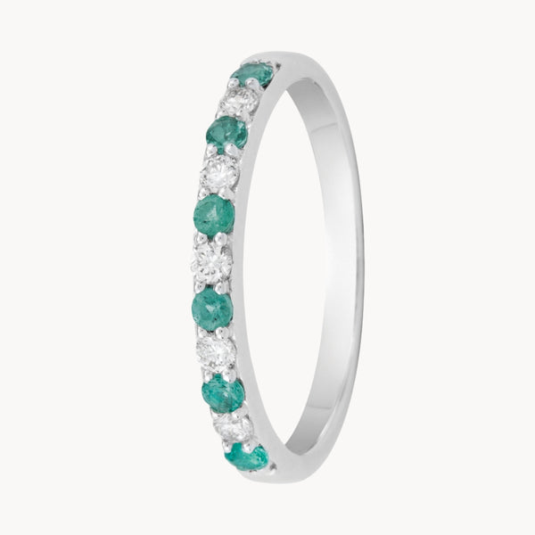 ANILLO MEDIA ALIANZA CARRIL ESMERALDAS Y DIAMANTES