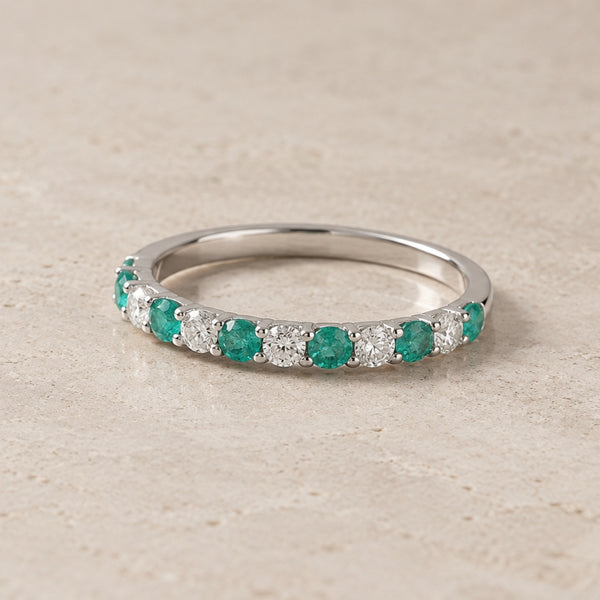 ANILLO MEDIA ALIANZA CARRIL ESMERALDAS Y DIAMANTES