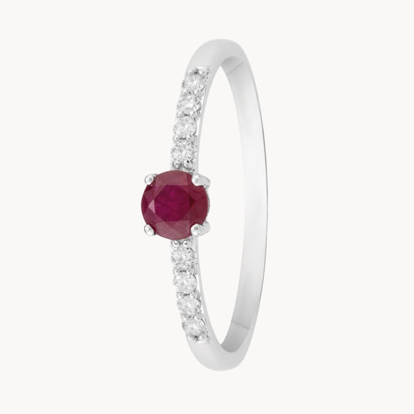 ANILLO RUBI CON PAVE DE DIAMANTES