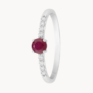 ANILLO RUBI CON PAVE DE DIAMANTES