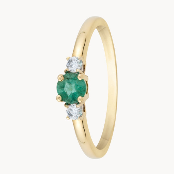 ANILLO ESMERALDA EN GARRAS CON DIAMANTES A LOS LADOS