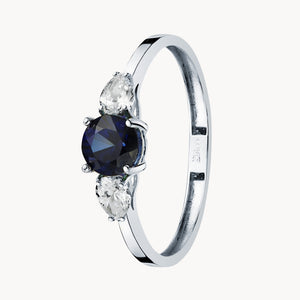 ANILLO ZAFIRO CON DIAMANTES CREADOS EN TALLA PERILLA