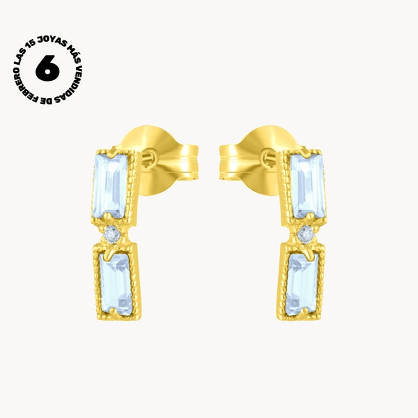 DOUBLE BLUE TOPAZ AND DIAMONDS EARRINGS