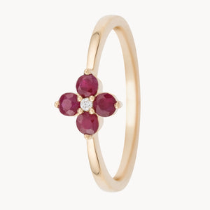 ANILLO FLOR RUBIES CON DIAMANTE